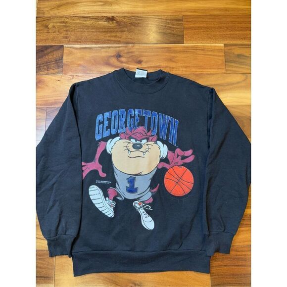Size M - Vintage 1993 University of Georgetown Sweatshirt Tasmanian devil Tazz  - Picture 1 of 8